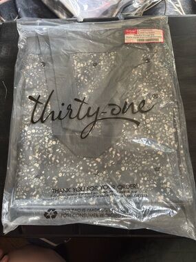 thirty-one Gray Tote with Metallic Speckle Print